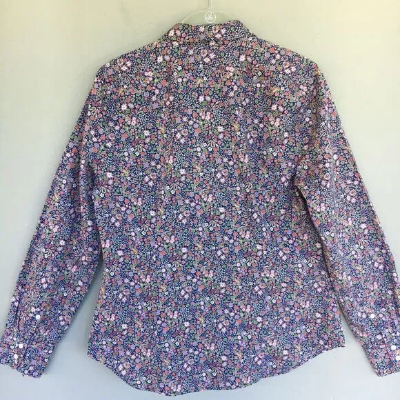 J Crew Liberty Art Fabrics Floral Perfect Shirt Women 8 Multicolor Cottage - Picture 9 of 13